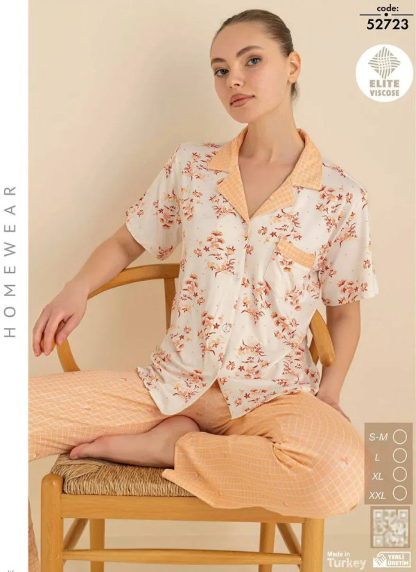 Cagri 52723 Viscose Women's Pajama Set (SM+L+XL+2XL) — Turkish factory wholesale