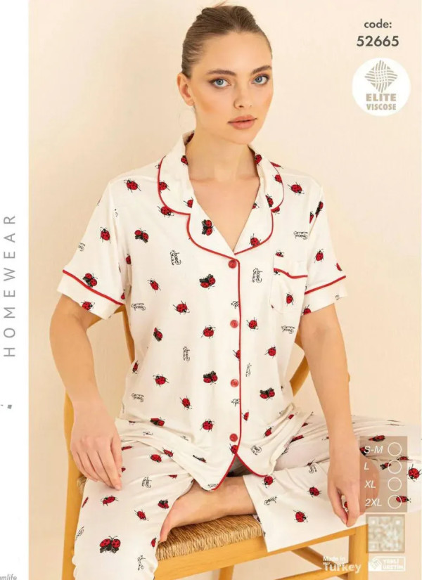 Cagri 52665 Viscose Women's Pajama Set (SM+L+XL+2XL) — Turkish factory wholesale