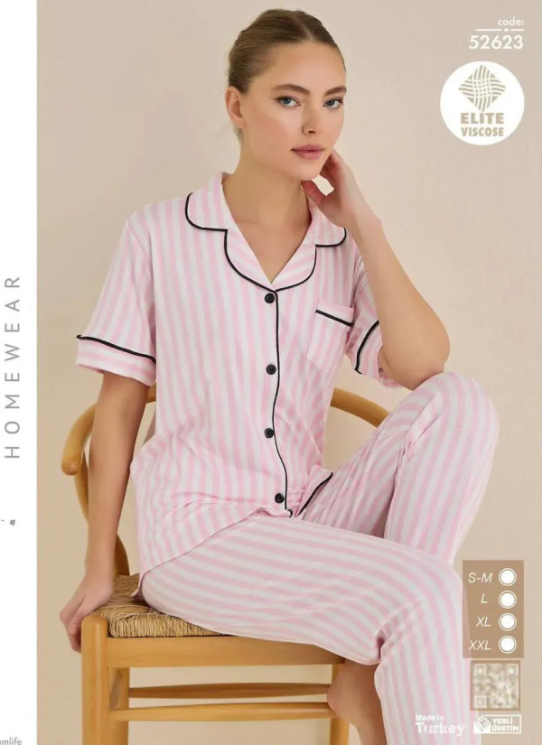 Cagri 52623 Viscose Women's Pajama Set (SM+L+XL+2XL) — Turkish factory wholesale