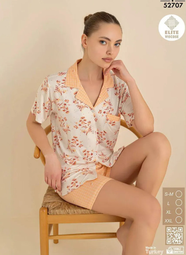 Cagri 52707 Viscose Women's Pajama Set (SM+L+XL+XXL) — Turkish factory wholesale