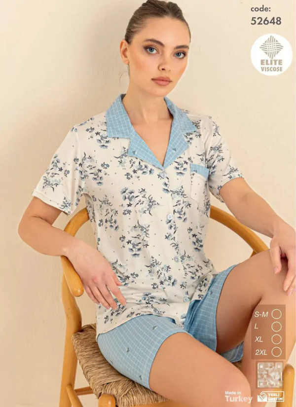 Cagri 52648 Viscose Women's Pajama Set (SM+L+XL+XXL) — Turkish factory wholesale