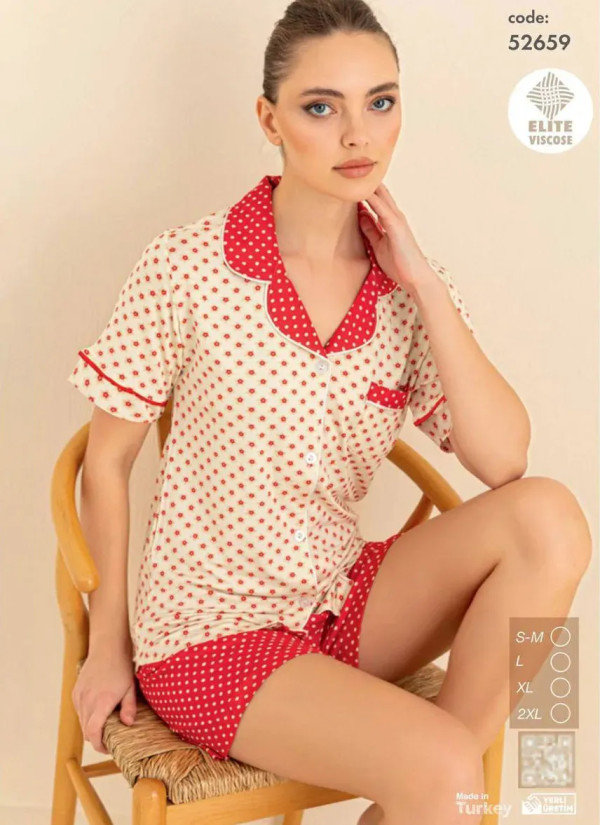 Cagri 52659 Viscose Women's Pajama Set (SM+L+XL+XXL) — Turkish factory wholesale