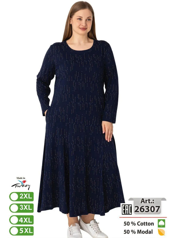 intensive 26307 Modal Dress (2XL+3XL+4XL+5XL) — Turkish factory wholesale