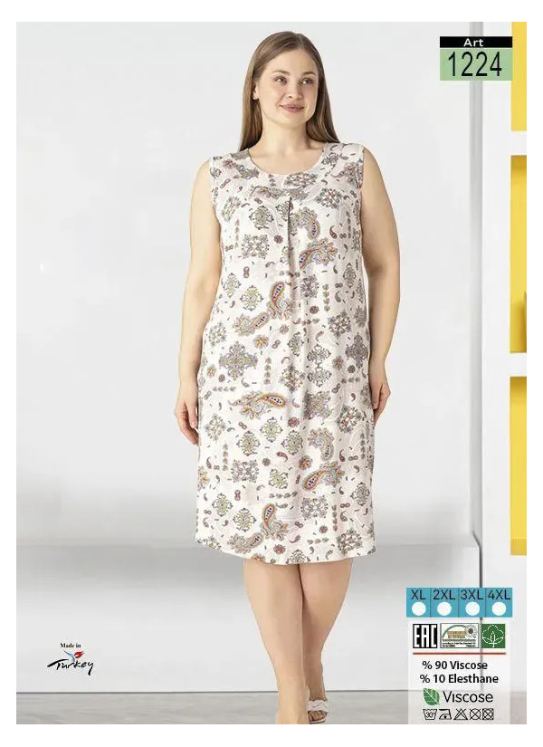 LAGERTHA 1224 Viscose Nightdress (XL+2XL+3XL+4XL) — Turkish factory wholesale