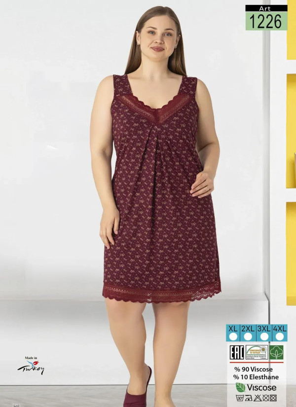 LAGERTHA 1226 Viscose Nightdress (XL+2XL+3XL+4XL) — Turkey wholesale collection