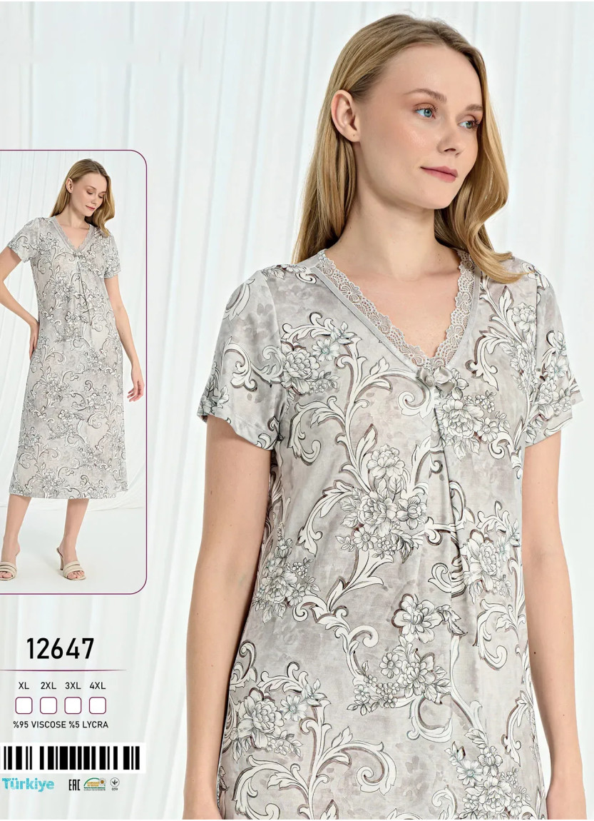 Caroline 12647 Viscose Nightdress (XL+2XL+3XL+4XL) — Istanbul wholesale supplier