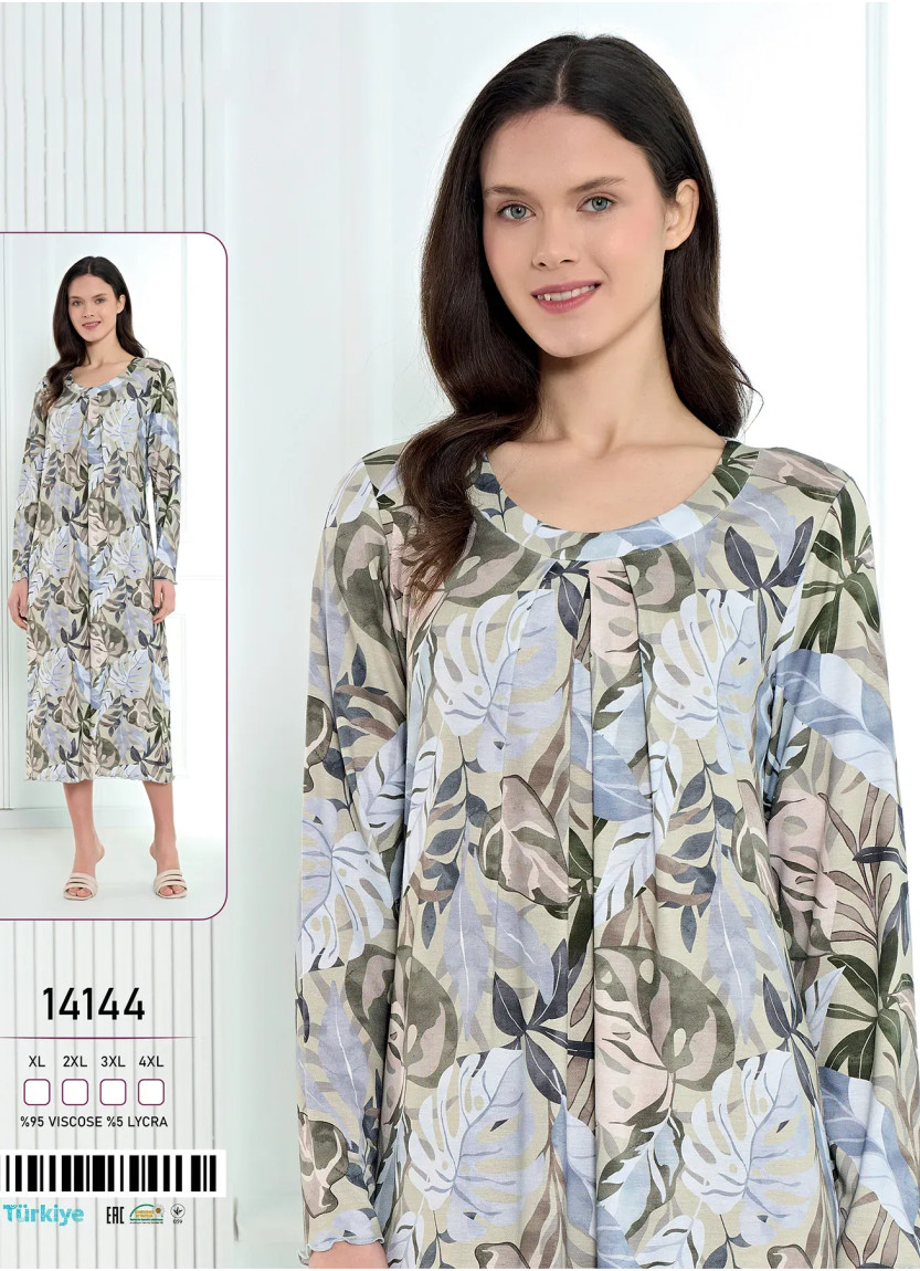 Caroline 14144 Viscose Nightdress (XL+2XL+3XL+4XL) — Turkish factory wholesale