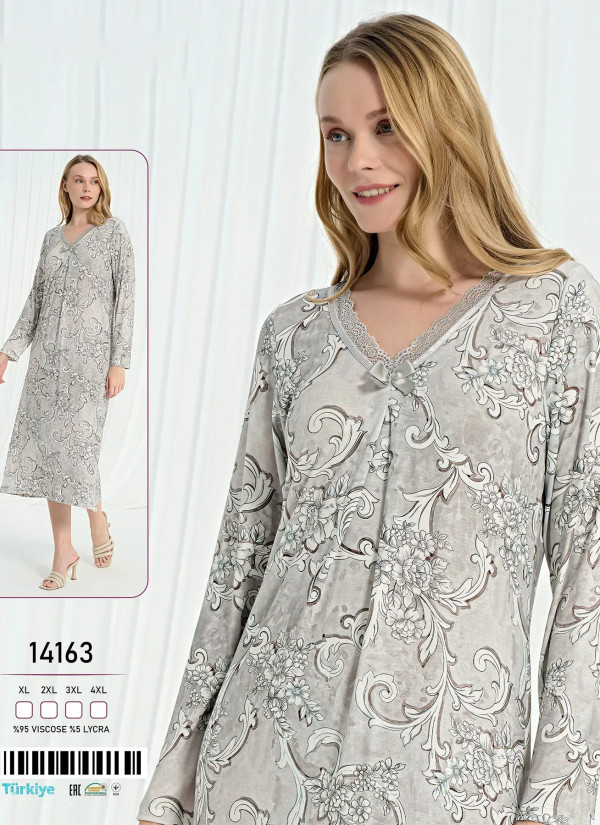 Caroline 14163 Viscose Nightdress (XL+2XL+3XL+4XL) — Turkey wholesale collection
