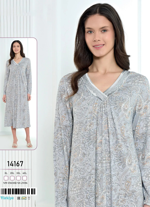 Caroline 14167 Viscose Nightdress (XL+2XL+3XL+4XL) — Istanbul wholesale supplier