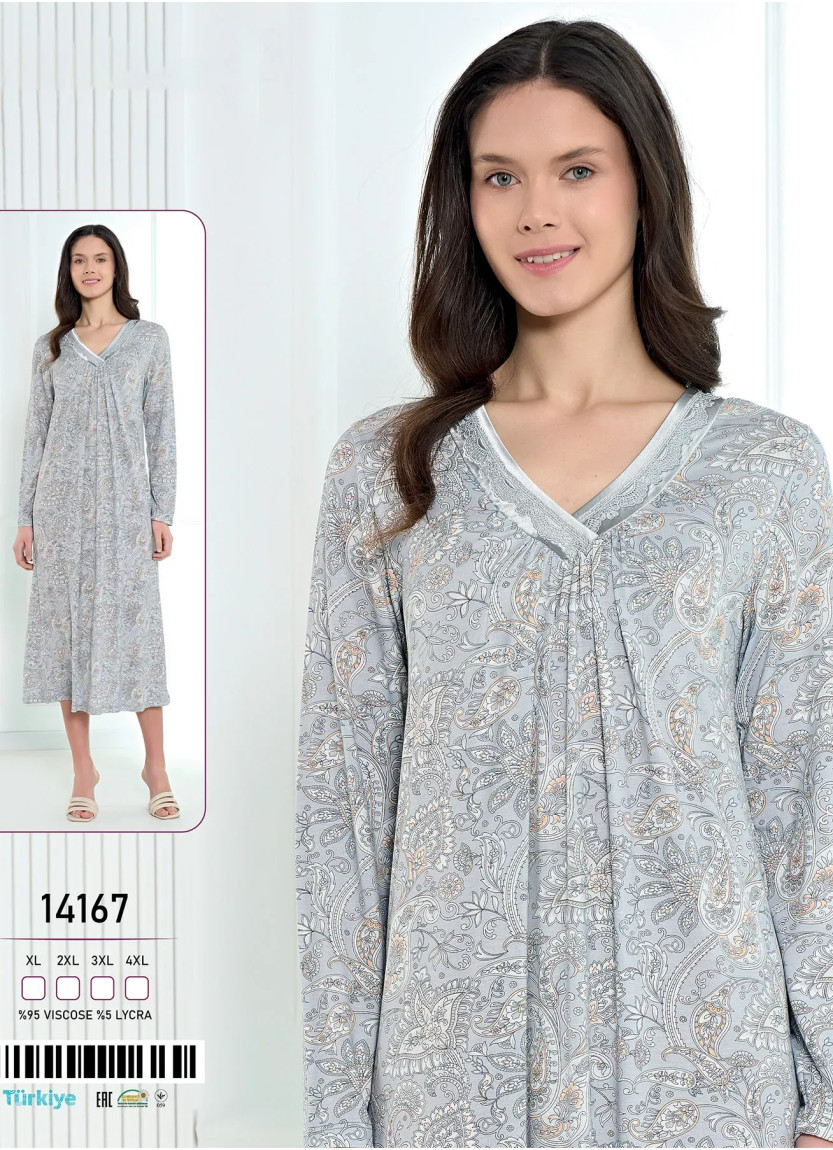 Ночная Сорочка Вискоза (XL+2XL+3XL+4XL) Caroline 14167 — купить оптом со Стамбула