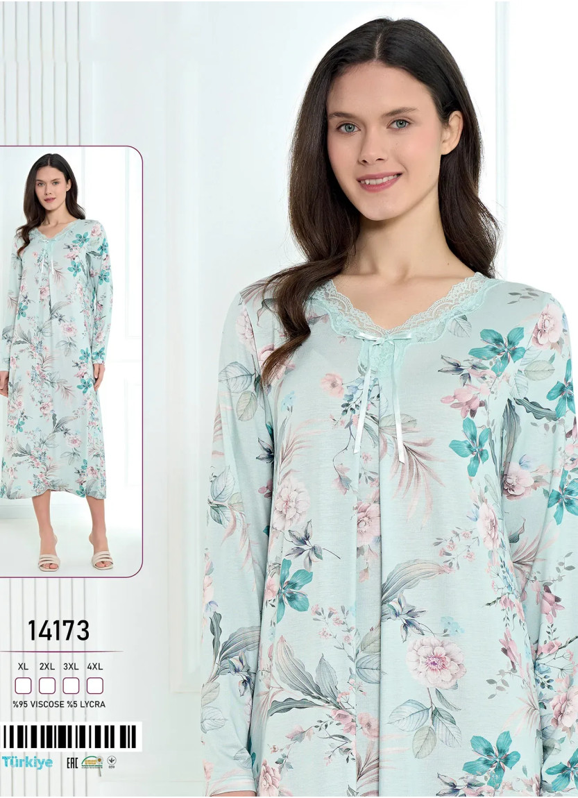 Caroline 14173 Viscose Nightdress (XL+2XL+3XL+4XL) — Turkey wholesale collection