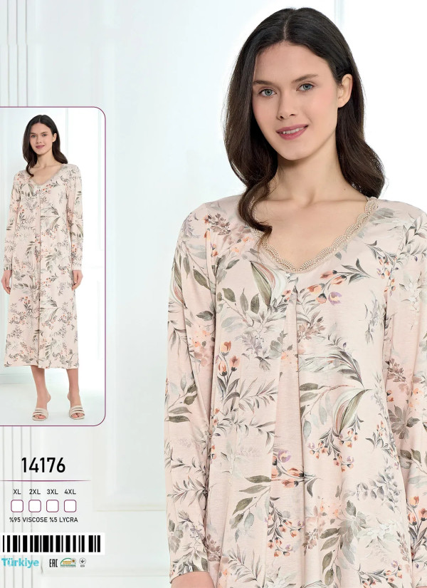 Caroline 14176 Viscose Nightdress (XL+2XL+3XL+4XL) — Istanbul wholesale supplier