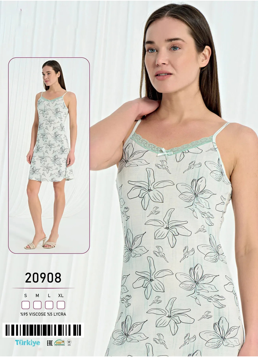 Caroline 20908 Viscose Nightdress (S+M+L+XL) — Turkish factory wholesale