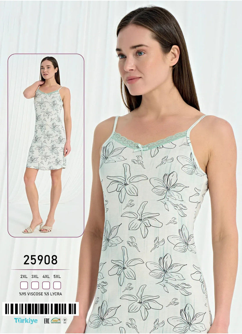 Caroline 25908 Viscose Nightdress (2XL+3XL+4XL+5XL) — Istanbul wholesale supplier