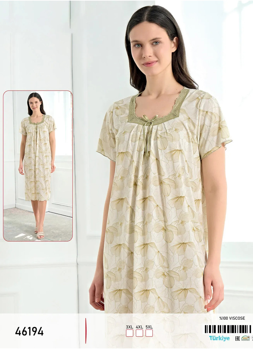 Caroline 46194 Оптом Турция Фабрика Ночная Сорочка Вискоза (3XL+4XL+5XL) viola mood 46194 Купить Оптом с Турции