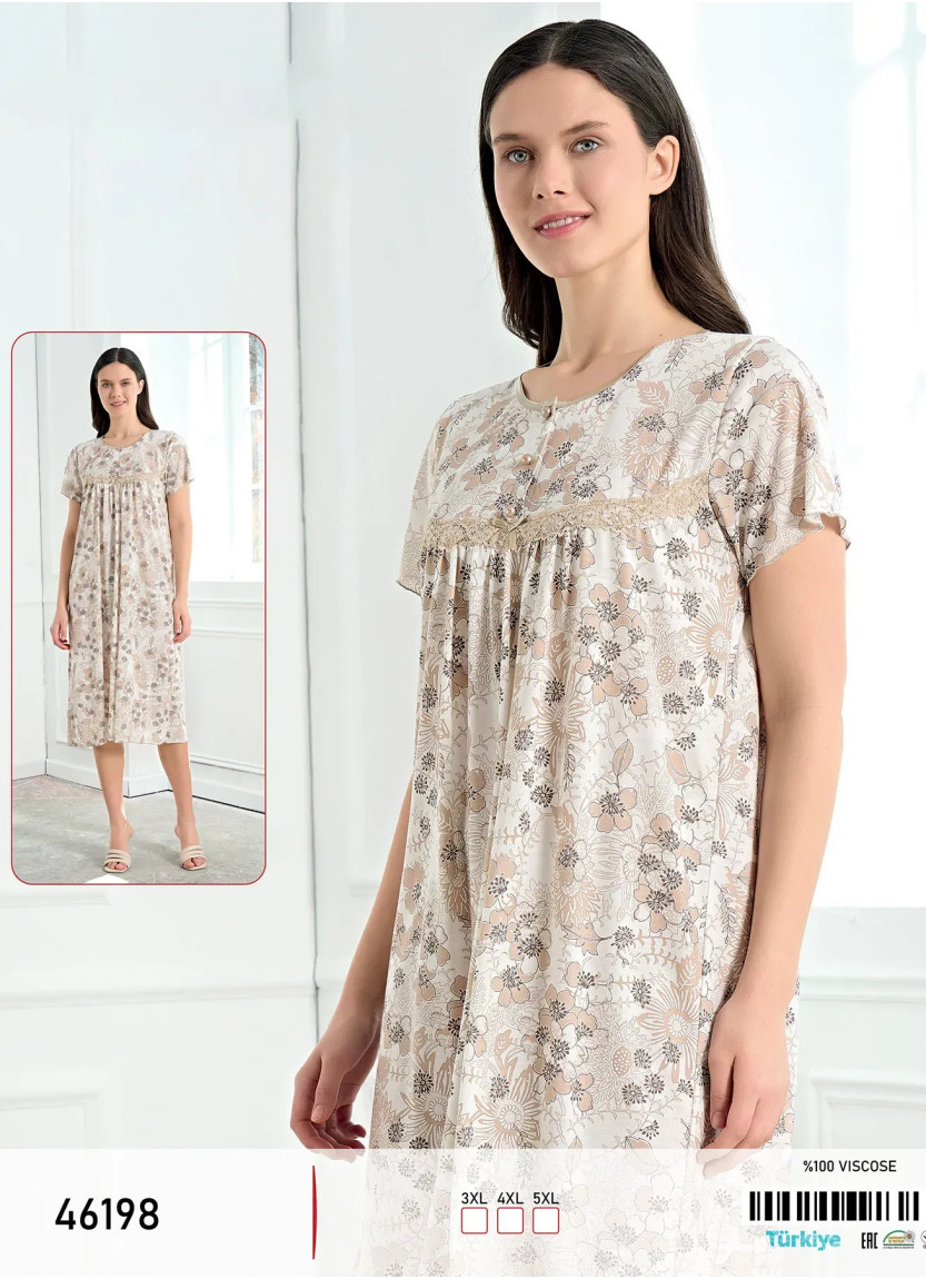 Caroline 46198 Оптом Турция Фабрика Ночная Сорочка Вискоза (3XL+4XL+5XL) viola mood 46198 Купить Оптом с Турции