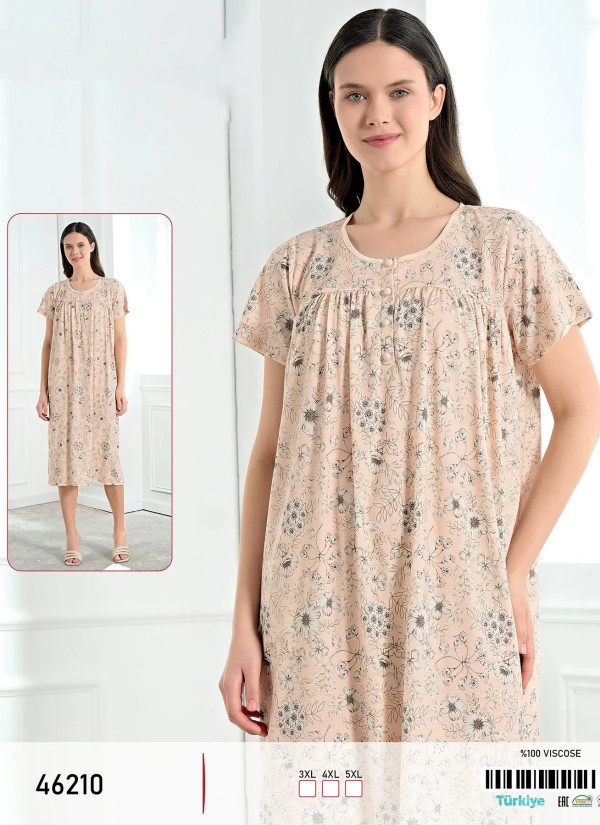 Caroline 46210 Viscose Nightdress (3XL+4XL+5XL) — Turkish factory wholesale