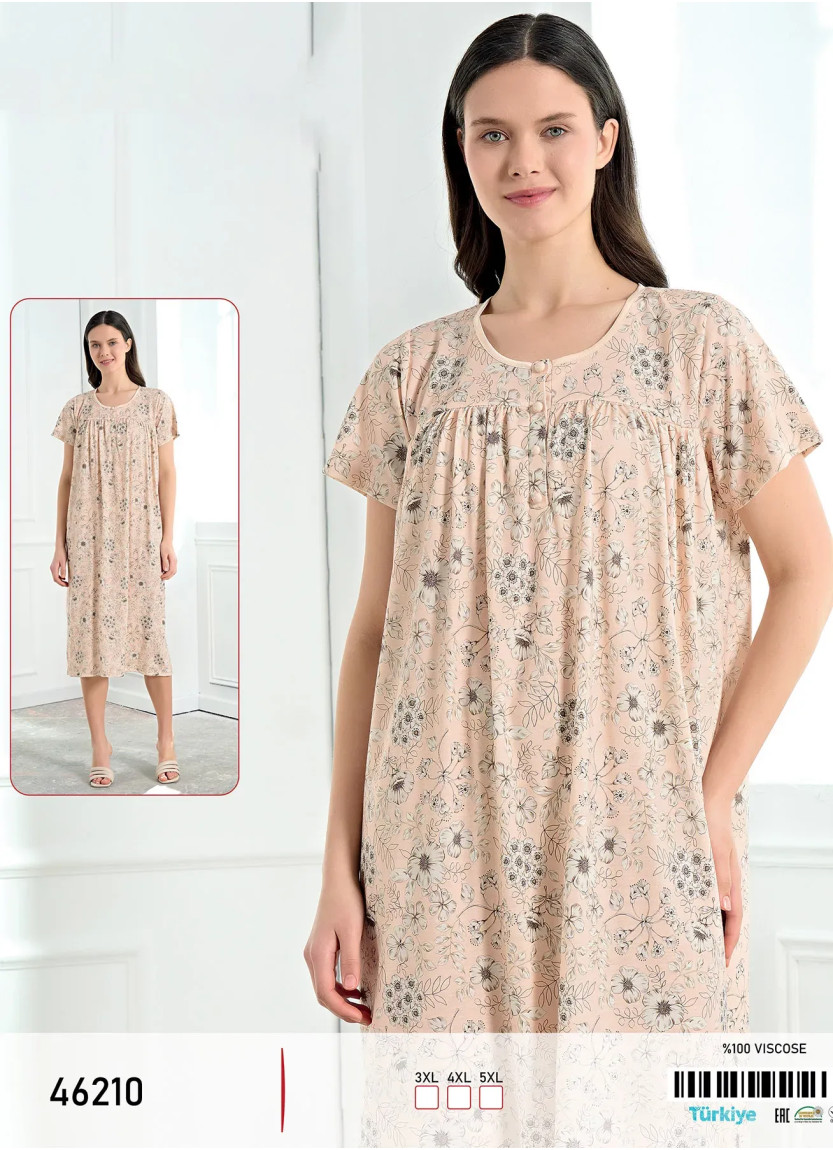 Caroline 46210 Viscose Nightdress (3XL+4XL+5XL) — Turkish factory wholesale