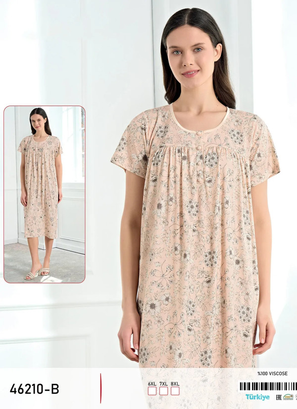 Caroline 46210-B Viscose Nightdress (6XL+7XL+8XL) — Istanbul wholesale supplier