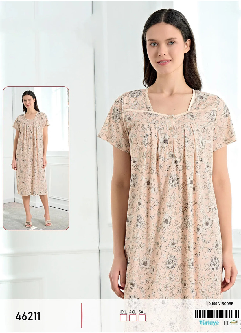 Caroline 46211 Оптом Турция Фабрика Ночная Сорочка Вискоза (3XL+4XL+5XL) viola mood 46211 Купить Оптом с Турции