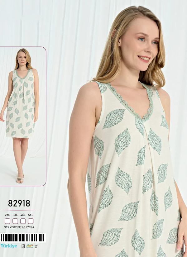 Caroline 82918 Оптом Турция Фабрика Ночная Сорочка Вискоза (2XL+3XL+4XL+5XL) Caroline 82918 Купить Оптом с Турции
