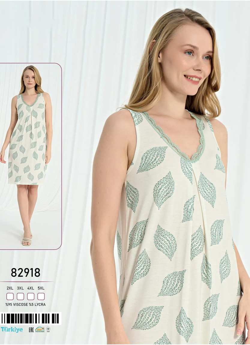 Caroline 82918 Оптом Турция Фабрика Ночная Сорочка Вискоза (2XL+3XL+4XL+5XL) Caroline 82918 Купить Оптом с Турции
