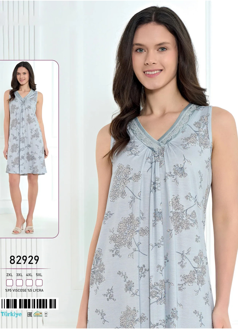 Caroline 82929 Оптом Турция Фабрика Ночная Сорочка Вискоза (2XL+3XL+4XL+5XL) Caroline 82929 Купить Оптом с Турции