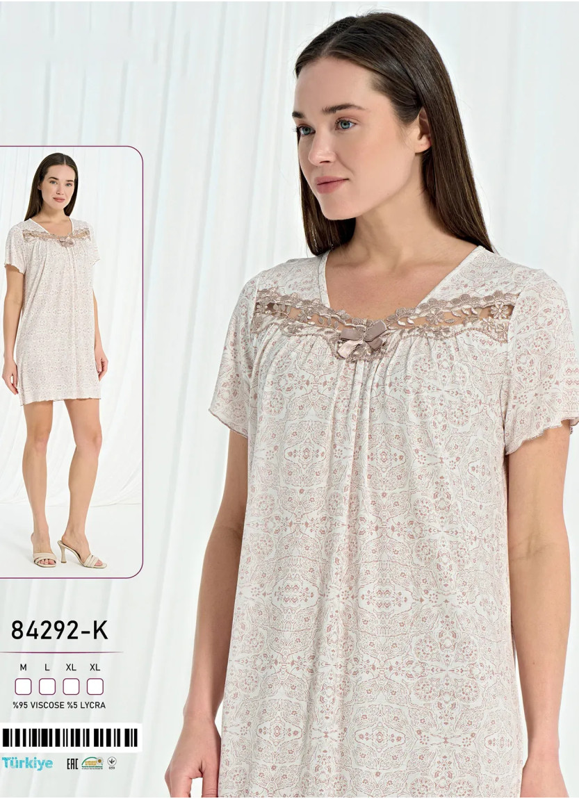 Caroline 84292-K Оптом Турция Фабрика Ночная Сорочка Вискоза (M+L+XL) Caroline 84292-K Купить Оптом с Турции