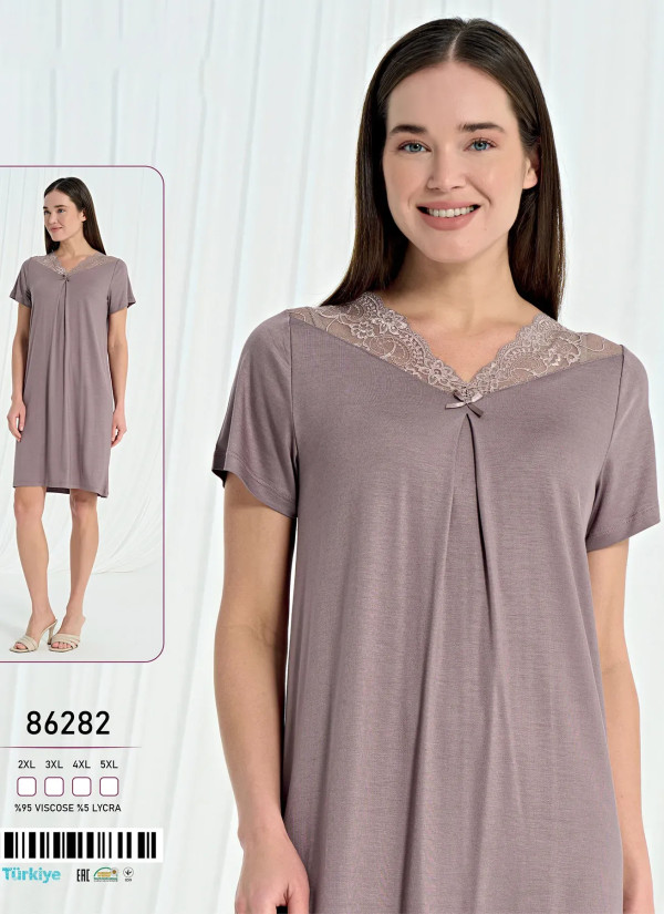 Caroline 86282 Viscose Nightdress (2XL+3XL+4XL+5XL) — Turkey wholesale collection