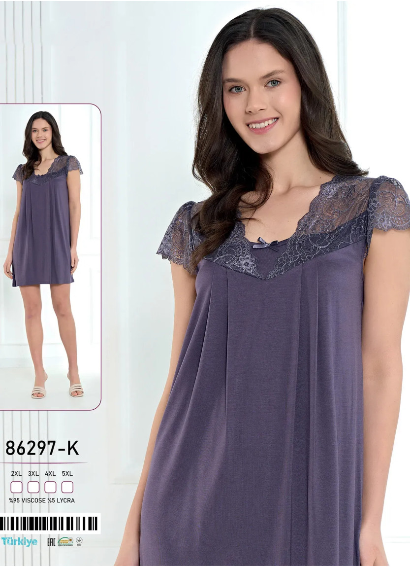 Caroline 86297-K Оптом Турция Фабрика Ночная Сорочка Вискоза (2XL+3XL+4XL+5XL) Caroline 86297-K Купить Оптом с Турции