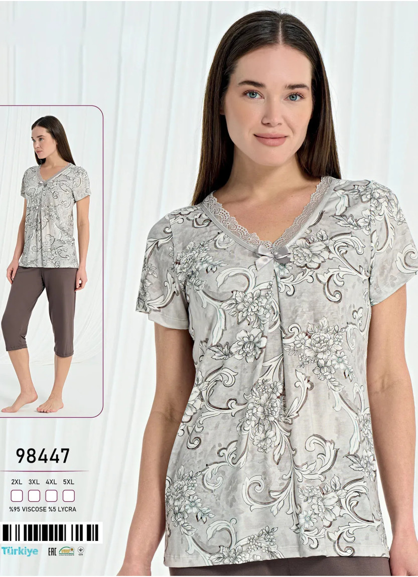 Caroline 98447 Viscose Capri Homewear Set (2XL+3XL+4XL+5XL) — Turkey wholesale collection