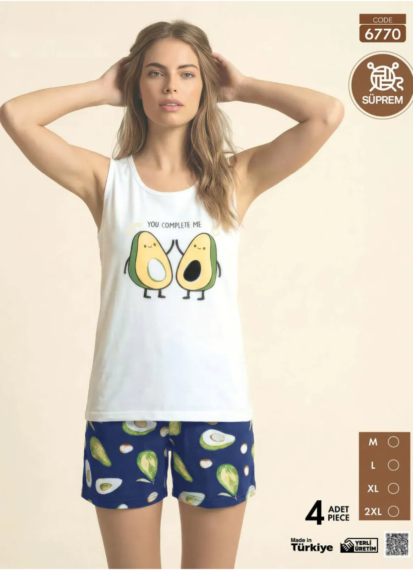 Pijamo 6770 Shorts Homewear Set (M+L+XL+2XL) — Turkish factory wholesale