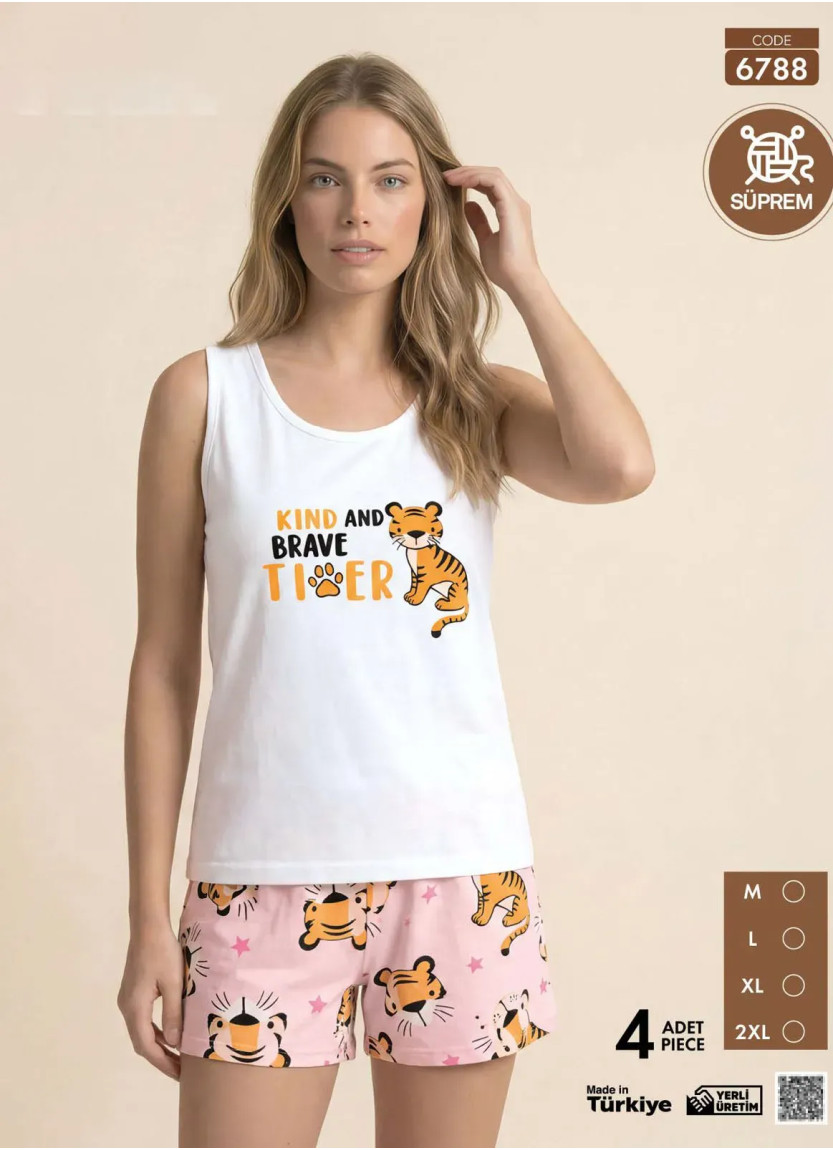 Женский Комплект Шорты с Футболкой из Супрема (M+L+XL+2XL) SÜPREM Pijamo 6788 — прямые поставки из Турции