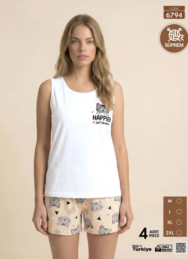 Pijamo 6794 Shorts Homewear Set (M+L+XL+2XL) — Turkish factory wholesale