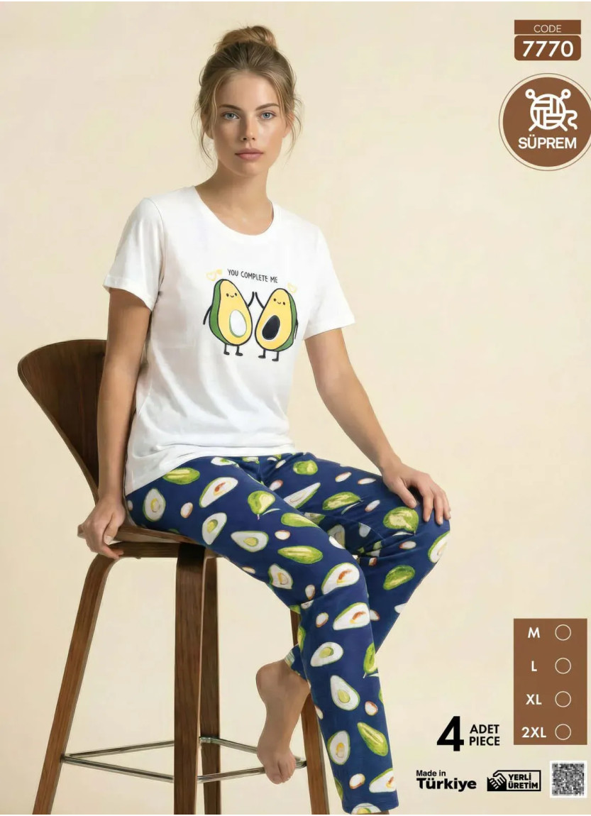 Pijamo 7770 Women's Pajama Set (M+L+XL+2XL) — Turkish factory wholesale