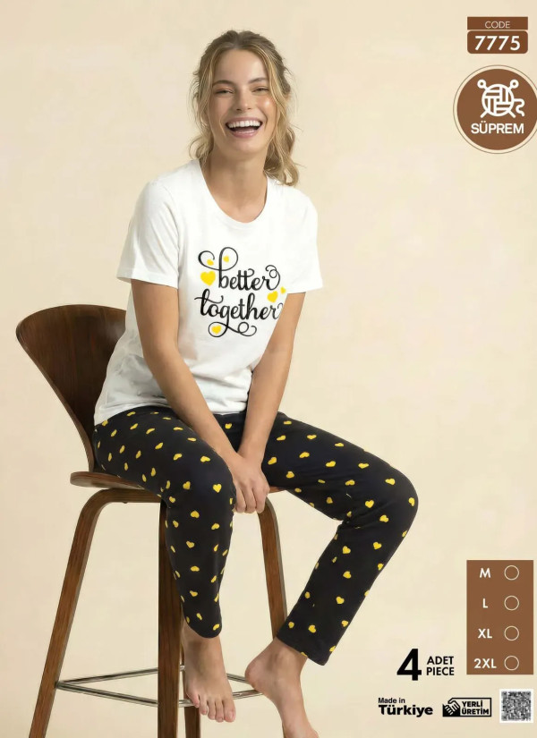 Pijamo 7775 Women's Pajama Set (M+L+XL+2XL) — Turkish factory wholesale