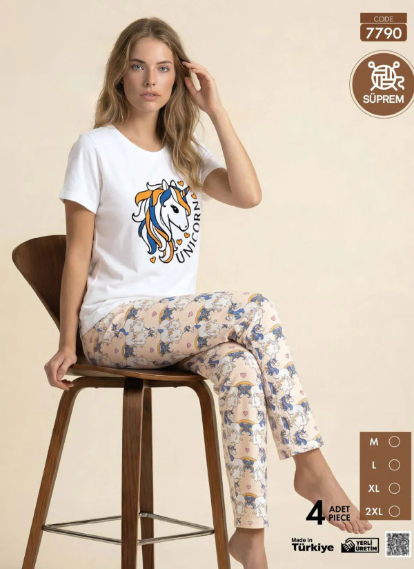Pijamo 7790 Women's Pajama Set (M+L+XL+2XL) — Turkish factory wholesale
