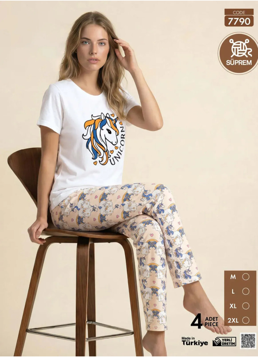 Pijamo 7790 Women's Pajama Set (M+L+XL+2XL) — Turkish factory wholesale