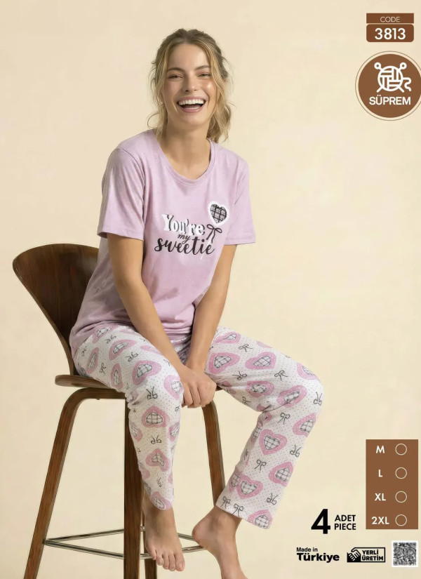 Pijamo 3813 Women's Pajama Set (M+L+XL+2XL) — Turkish factory wholesale