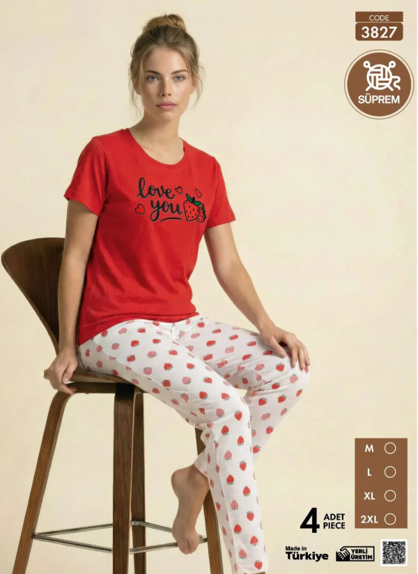 Pijamo 3827 Women's Pajama Set (M+L+XL+2XL) — Turkish factory wholesale