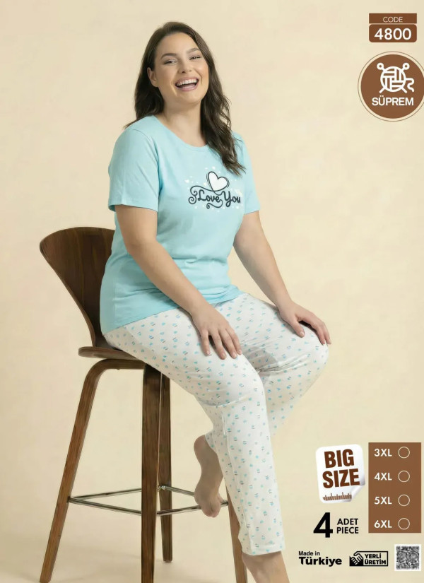 Pijamo 4800 Women's Pajama Set (3XL+4XL+5XL+6XL) — wholesale for boutiques