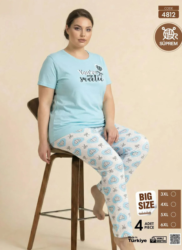 Pijamo 4812 Women's Pajama Set (3XL+4XL+5XL+6XL) — Istanbul wholesale supplier
