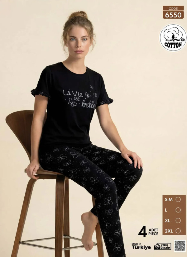 Pijamo 6550 Cotton Women's Pajama Set (M+L+XL+2XL) — Turkish factory wholesale