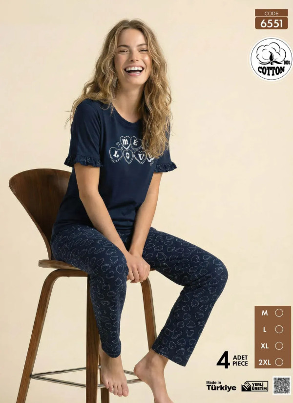 Pijamo 6551 Cotton Women's Pajama Set (M+L+XL+2XL) — Istanbul wholesale supplier