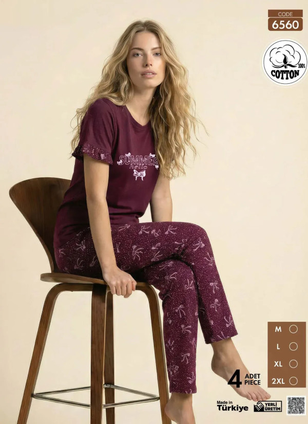 Pijamo 6560 Cotton Women's Pajama Set (M+L+XL+2XL) — Istanbul wholesale supplier