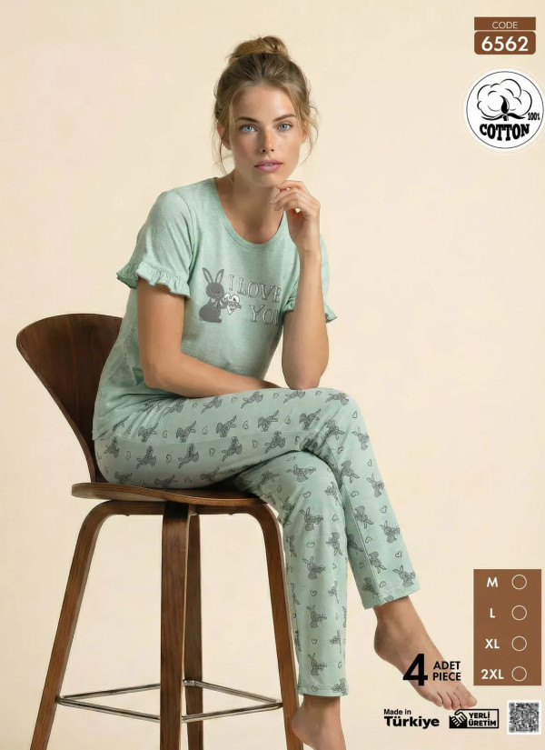 Pijamo 6562 Cotton Women's Pajama Set (M+L+XL+2XL) — Turkey wholesale collection