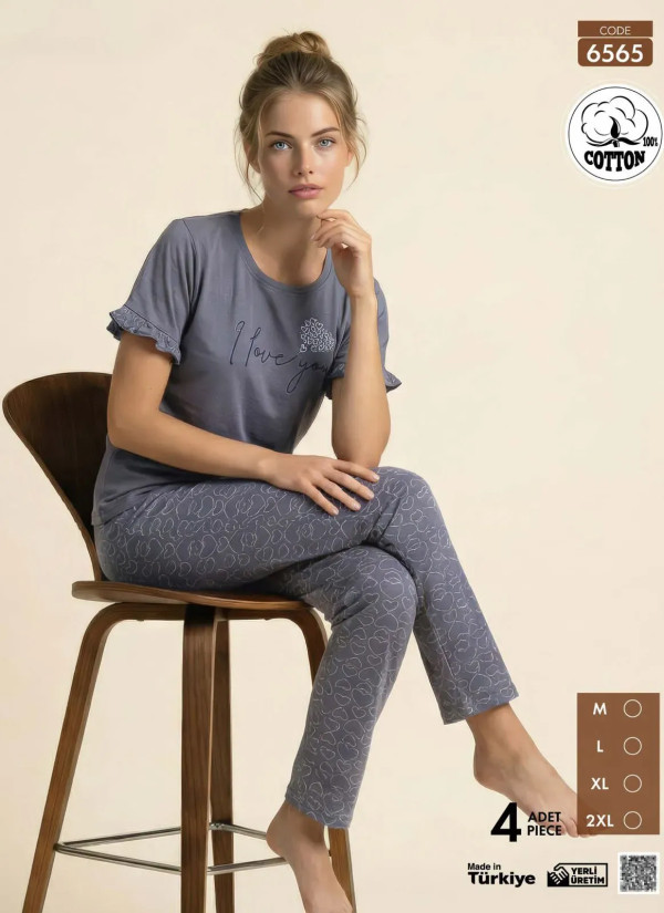 Pijamo 6565 Cotton Women's Pajama Set (M+L+XL+2XL) — Istanbul wholesale supplier