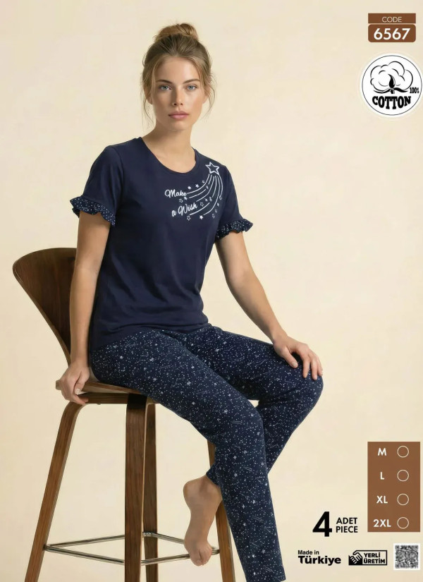Pijamo 6567 Cotton Women's Pajama Set (M+L+XL+2XL) — Turkey wholesale collection