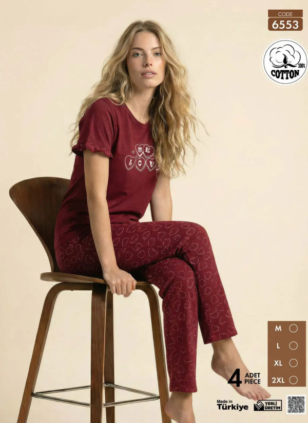Pijamo 6553 Cotton Women's Pajama Set (M+L+XL+2XL) — Istanbul wholesale supplier