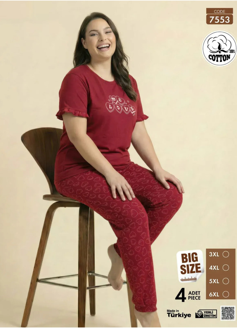 Pijamo 7553 Cotton Women's Pajama Set (3XL+4XL+5XL+6XL) — wholesale for boutiques